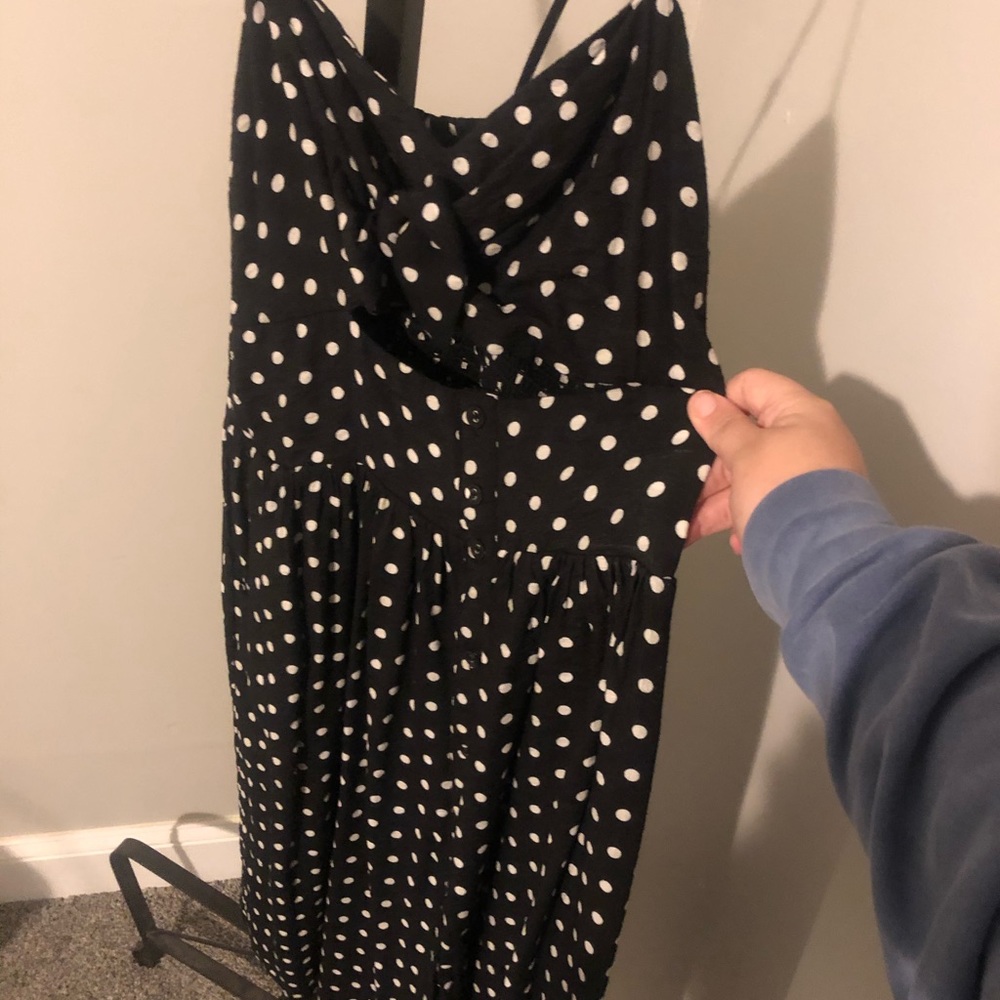 Polka dot peekaboo midi dress